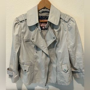 Juicy Couture light gray moto jacket. Great preowned condition